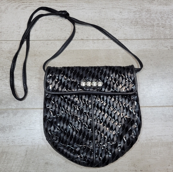 Meyers Vintage Woven Crossbody Purse Bag Black - Picture 1 of 7